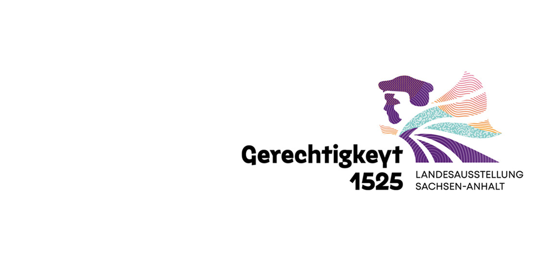 Das Bild zeigt das Logo der Landesausstellung "Gerechtigkeyt 1525"